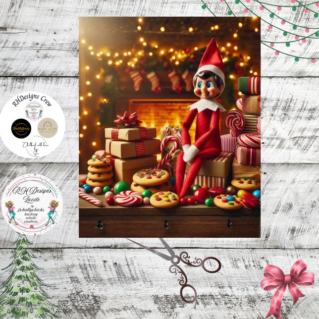 Papel De Seda Decoupage Cookie Table Elf Holiday Mischief (Subido por el creador)