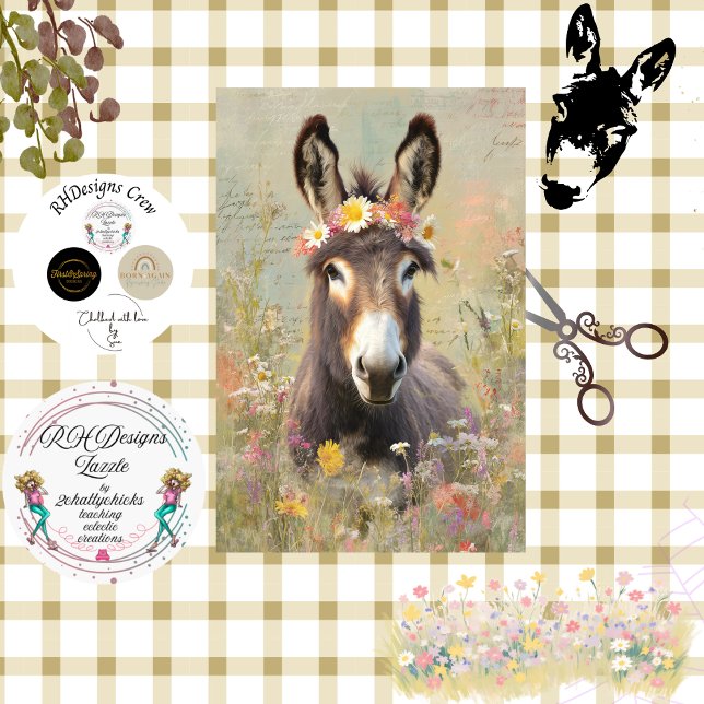 Papel De Seda Decoupage Coronada Con Campo Floral Grace Donkey (Subido por el creador)