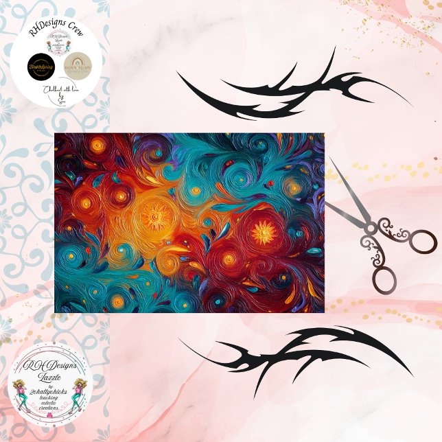 Papel De Seda Decoupage Cosmic Swirl Sunburst Vibrant Colors  (Subido por el creador)
