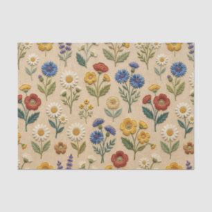 Papel De Seda Decoupage Cottagecore Flores Silvestres Bordadas
