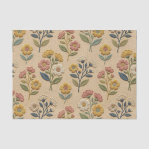 Papel De Seda Decoupage Cottagecore Flores Silvestres Bordadas