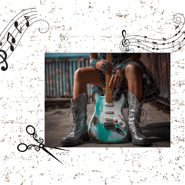 Papel De Seda Decoupage Country Girl Turquoise Guitar Strings (Subido por el creador)