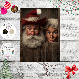 Papel De Seda Decoupage Country Santa y Sra. Claus Espiando 