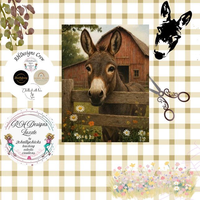 Papel De Seda Decoupage Curioso Donkey Farm Art (Subido por el creador)