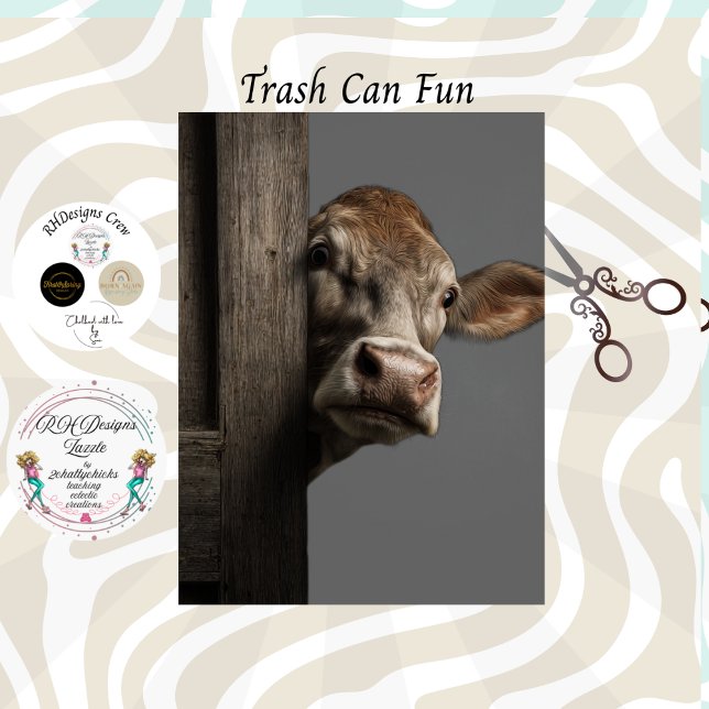 Papel De Seda Decoupage  Curious Cow Peeking Rustic Wall (Subido por el creador)