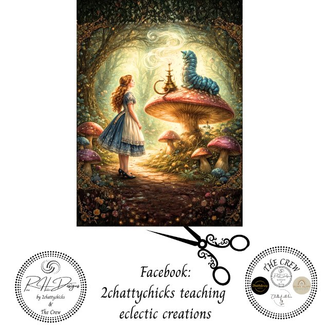 Papel De Seda Decoupage Curious Girl Mystical Caterpillar  (Subido por el creador)