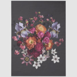 Papel De Seda Decoupage Dark Botanical Bloom