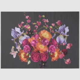 Papel De Seda Decoupage Dark Botanical Bloom