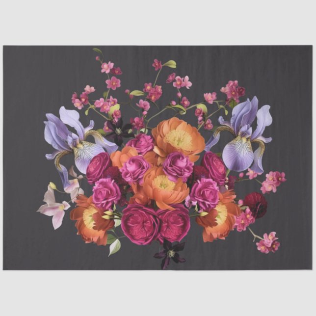 Papel De Seda Decoupage Dark Botanical Bloom (Anverso)