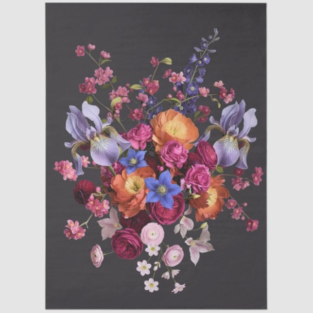 Papel De Seda Decoupage Dark Botanical Bloom (Anverso)
