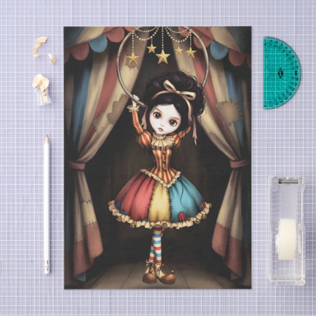 Papel De Seda Decoupage Dark Circus Doll (Artesanía)