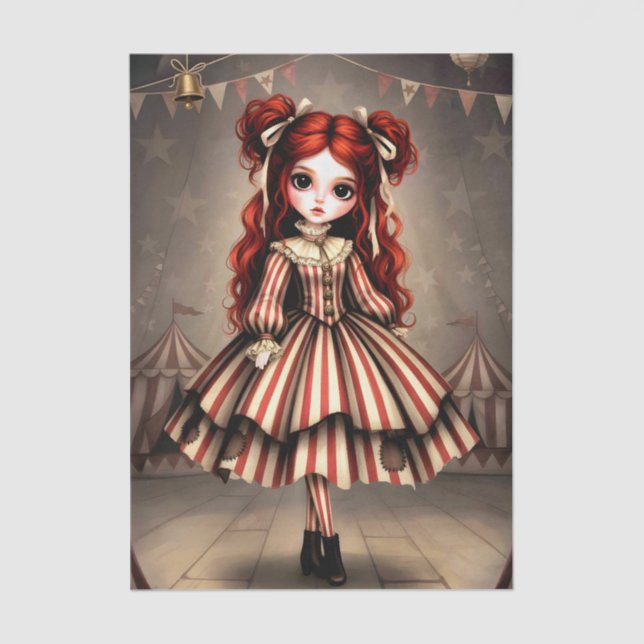 Papel De Seda Decoupage Dark Circus Doll (Anverso)