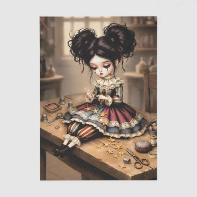 Papel De Seda Decoupage Dark Circus Doll (Anverso)