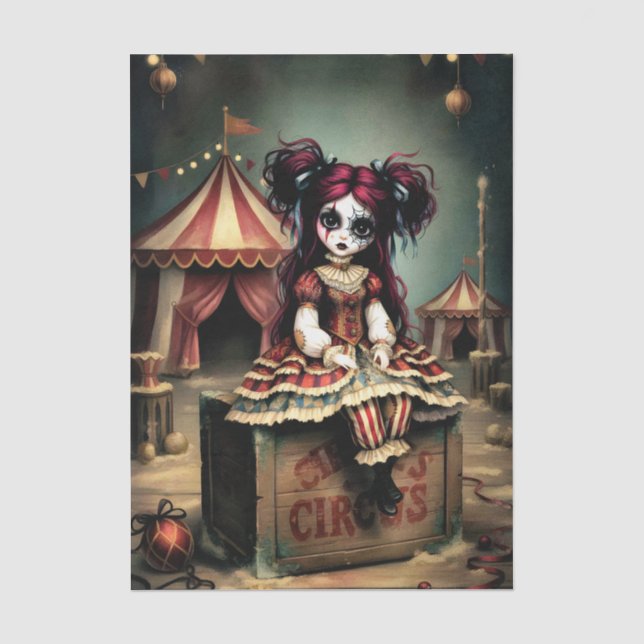 Papel De Seda Decoupage Dark Circus Doll (Anverso)