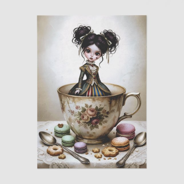 Papel De Seda Decoupage Dark Circus Doll (Anverso)