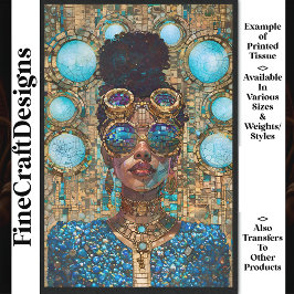 Papel De Seda Decoupage Dark Skin Blue Woman Faux Mosaic 063