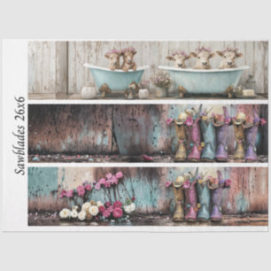 Papel De Seda Decoupage de 26x6" Diseños de Casa de Campo para S