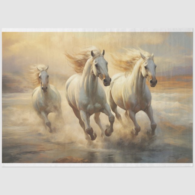 Papel De Seda Decoupage de acuarela de caballos salvajes (Anverso)