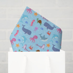 Papel de seda decoupage de animales marinos, vida 