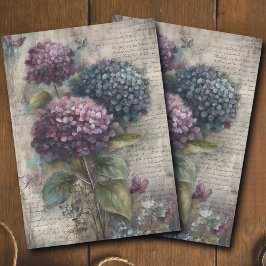 Papel De Seda Decoupage de Arte Botánico de Hortensia Antigua