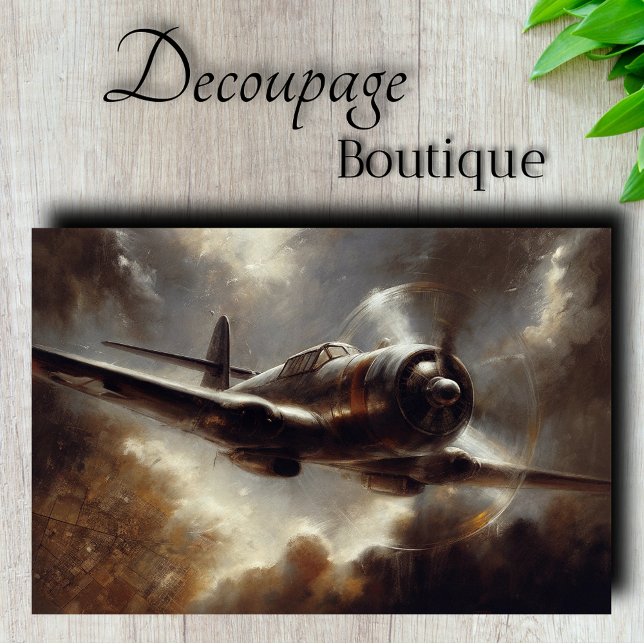 Papel De Seda Decoupage de Avión de Combate Antiguo (Vintage Fighter Plane Decoupage Tissue Paper)
