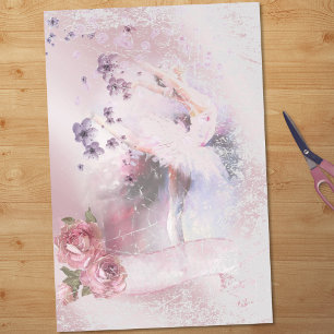 Papel De Seda Decoupage de Ballerina Dance Florals Ribbon