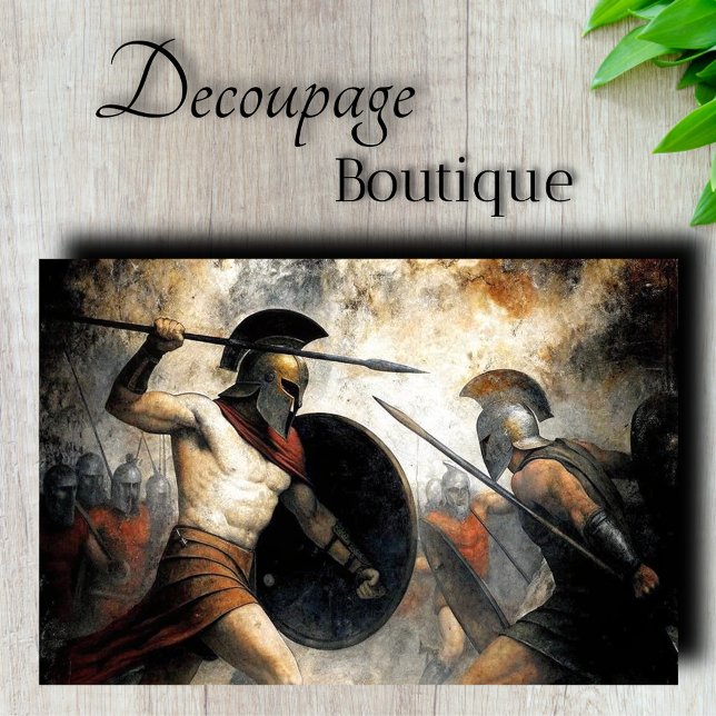 Papel De Seda Decoupage de Batalla Espartana (Spartan Battle Decoupage Tissue Paper)