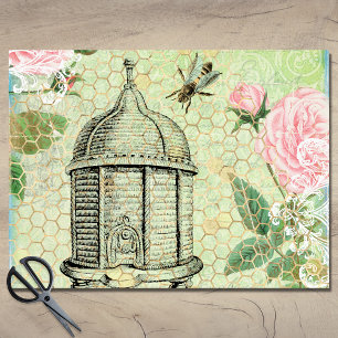 Papel De Seda Decoupage de Beehive floral victoriana