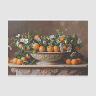 Papel De Seda Decoupage de Bodegón de Naranjas y Flores