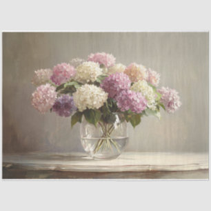 Papel De Seda Decoupage de Bodegón de Ramo de Hortensias Colorid
