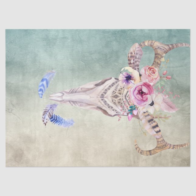 Papel De Seda Decoupage de Boho Art Skull (Anverso)