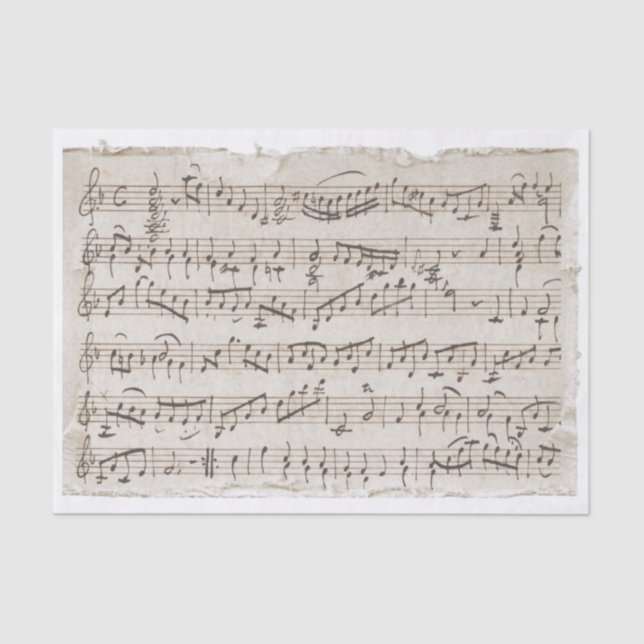 Papel De Seda Decoupage de bordes rotos de música manuscrita vin (Anverso)