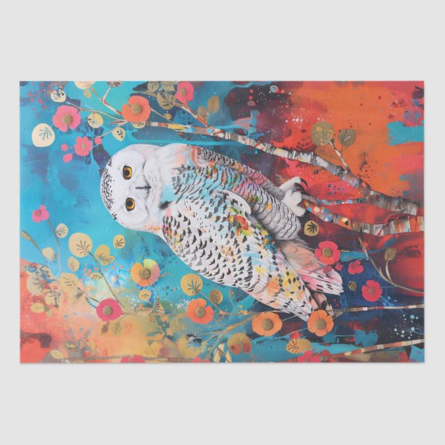 Papel De Seda Decoupage de búho de arte pop (Anverso)