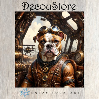 Papel De Seda Decoupage de Bulldog Steampunk