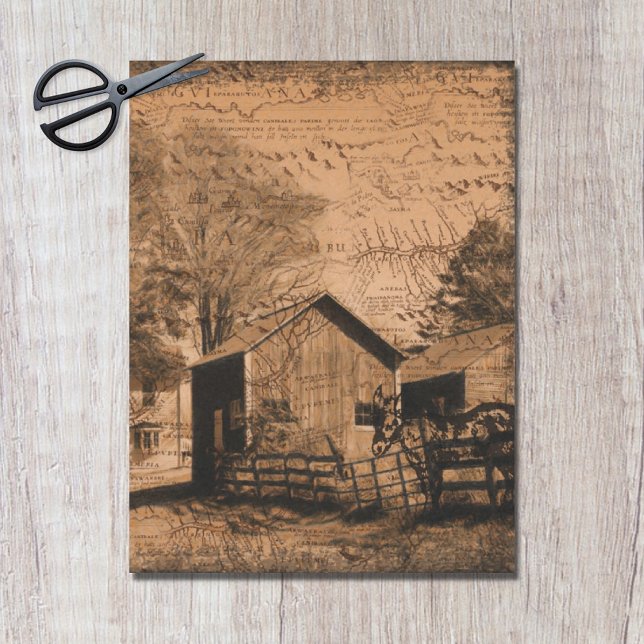 Papel De Seda Decoupage de burro de granja rústica (Subido por el creador)