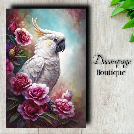 Papel De Seda Decoupage de Cacatúa Blanca Pearly Grace