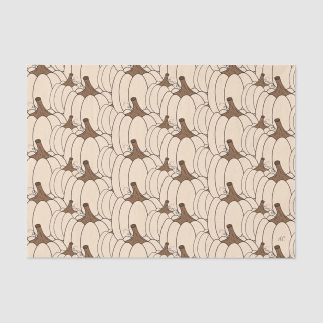 Papel de seda decoupage de calabazas blancas cremo (Anverso)