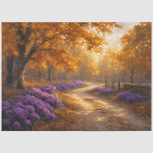Papel De Seda Decoupage de Camino Rural de Otoño Dorado
