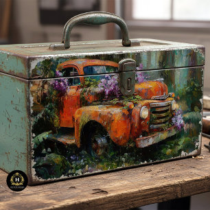 Papel De Seda Decoupage de Camioneta Floral Naranja Rústica