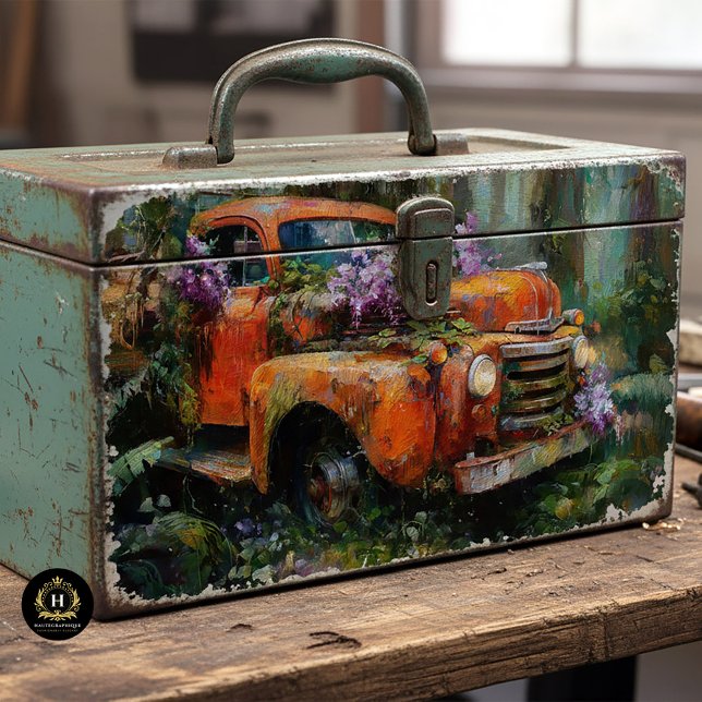 Papel De Seda Decoupage de Camioneta Floral Naranja Rústica (Subido por el creador)