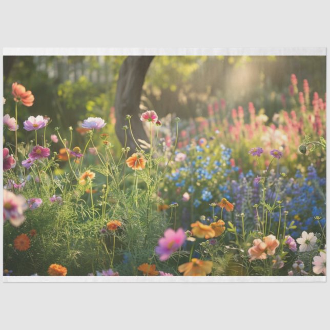 Papel De Seda Decoupage de campo de flores (Anverso)