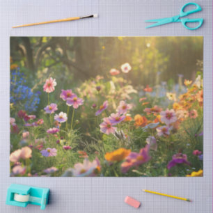 Papel De Seda Decoupage de campo de flores de primavera