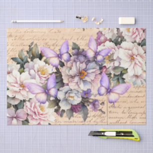 Papel De Seda Decoupage de Carta de Amor Floral Vintage Romántic