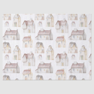 Papel De Seda Decoupage de casas de acuarela