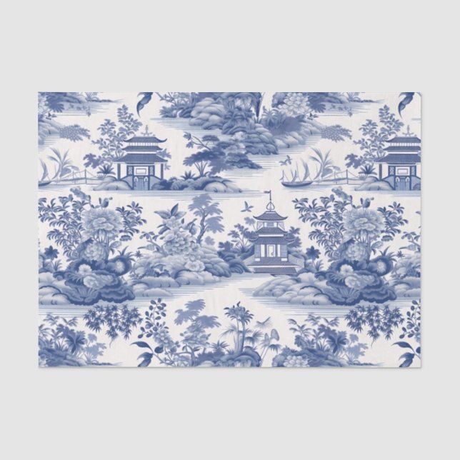 Papel De Seda Decoupage de Chinoiserie Asian Landscape Painting (Anverso)