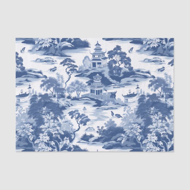 Papel De Seda Decoupage de Chinoiserie Oriental Landscape Painta (Anverso)