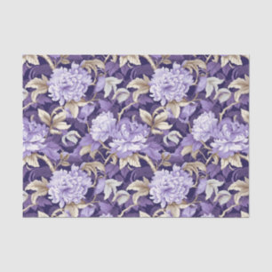 Papel De Seda Decoupage de Chinoiserie Purple Gold Floral