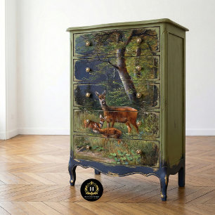 Papel De Seda Decoupage de ciervos de textura rústica vintage