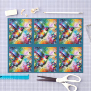 Papel De Seda Decoupage de Colibrí Colorido Caprichoso