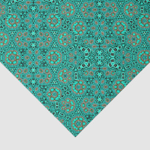 Papel De Seda Decoupage de Concha de Aqua Turquesa Falso Oro